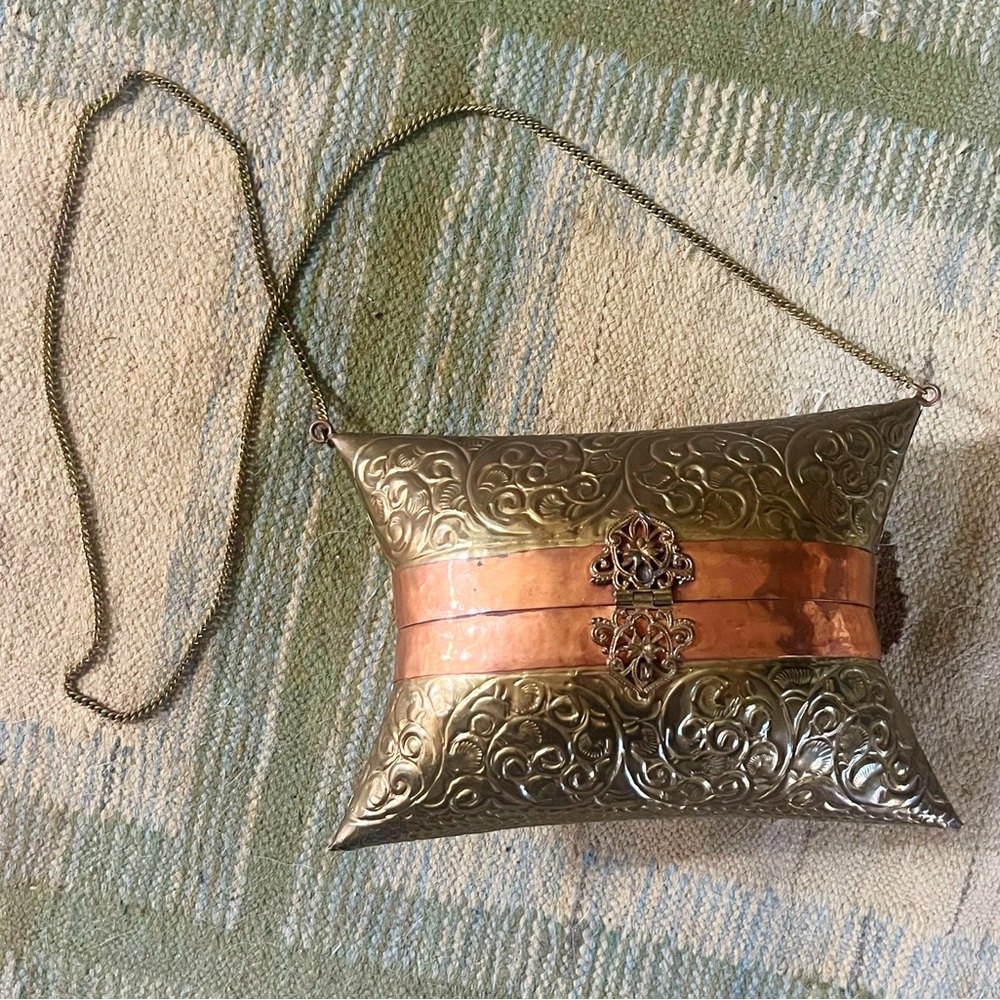 Vintage copper and brass pillow purse